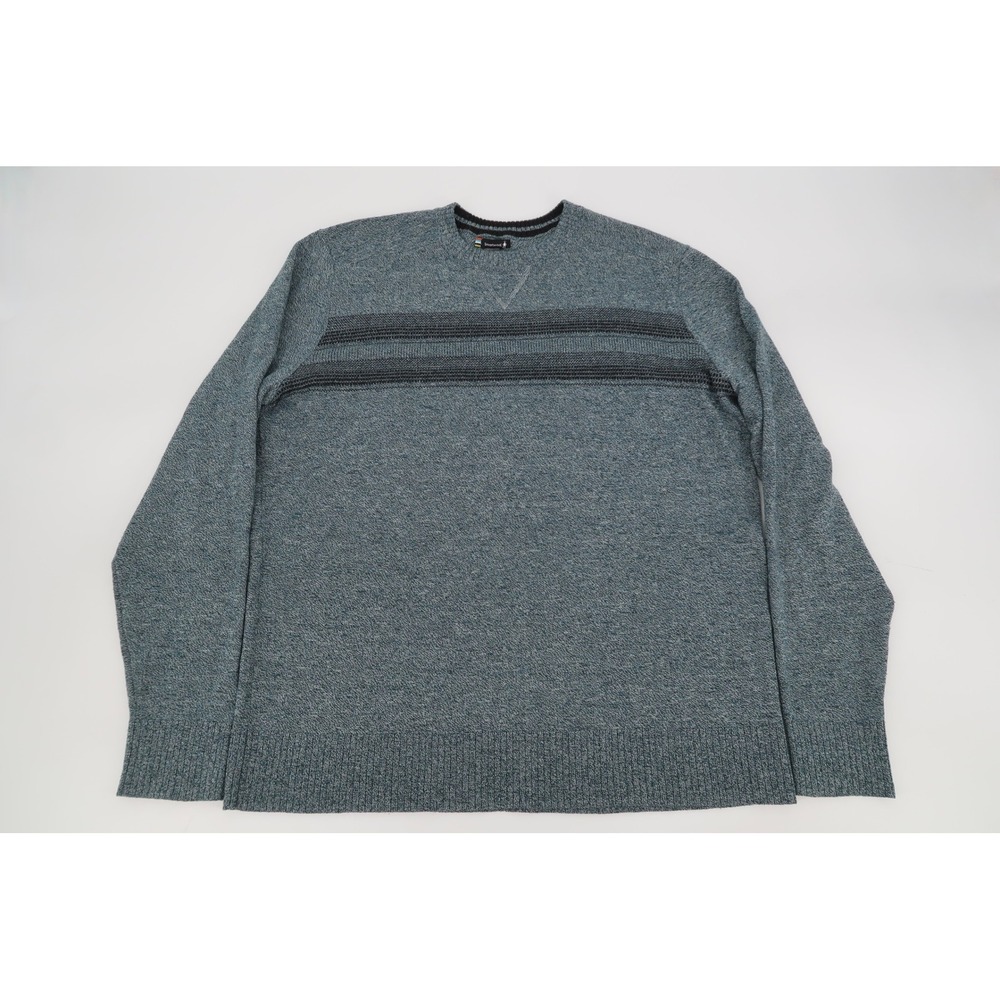 Smartwool Sparwood Sweater Mens Large Blue Merino Wool Blend Striped SW016474